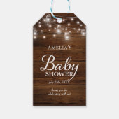Bruin Rustiek Hout Mason Jars Lights Baby shower Cadeaulabel (Voorkant)