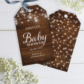 Bruin Rustiek Hout Mason Jars Lights Baby shower Cadeaulabel
