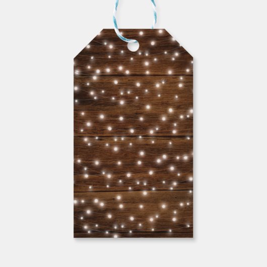 Bruin Rustiek Hout Mason Jars Lights Vrijgezellenf Cadeaulabel (Achterkant)