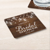 Bruin Rustiek Hout Mason Jars Lights Vrijgezellenf Kartonnen Onderzetters (Schuin)