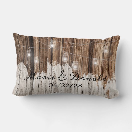 Bruin rustiek hout met verlichte aanpasbare letter kussen (Achterkant)