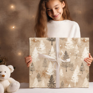 Bruin Rustiek Kerstmis Winter Village Cadeaupapier