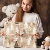 Bruin Rustiek Kerstmis Winter Village Cadeaupapier
