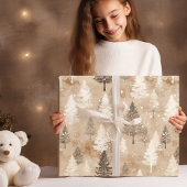 Bruin Rustiek Kerstmis Winter Village Cadeaupapier