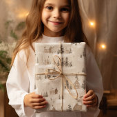 Bruin Rustiek Kerstmis Winter Village Cadeaupapier