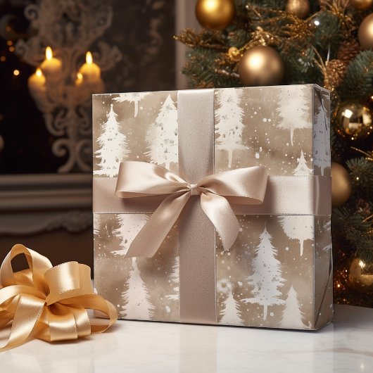 Bruin Rustiek Kerstmis Winter Village Cadeaupapier