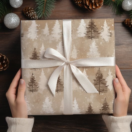 Bruin rustiek Kerstwinter Beer Cadeaupapier