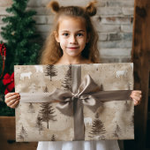 Bruin rustiek Kerstwinter Beer Cadeaupapier