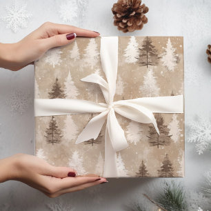 Bruin rustiek Kerstwinter Beer Inpakpapier Vel