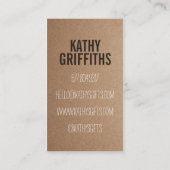 Bruin Rustiek kraftpapier papier diy handgemaakt k Visitekaartje (Achterkant)