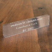 Bruin rustiek linnen beige  bedrukt voeg naam toe naambordje (Zijkant)