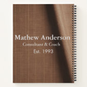 Bruin rustiek linnen beige  bedrukt voeg naam toe notitieboek (Achterkant)