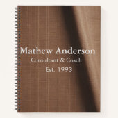 Bruin rustiek linnen beige  bedrukt voeg naam toe notitieboek (Voorkant)