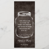 Bruin rustiek Mason Jar bruiloft menu (Achterkant)