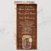 bruin rustiek metselaarpotje Bruiloft programma Programmakaart (Voorkant / Achterkant)