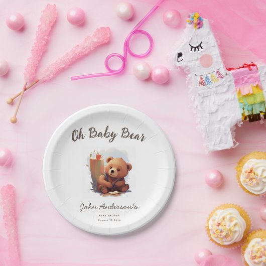 Bruin rustiek welp Beer Baby shower Papieren Bordje (Feest)