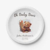 Bruin rustiek welp Beer Baby shower Papieren Bordje (Voorkant)