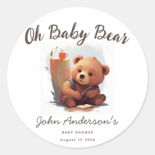 Bruin rustiek welp Beer Baby shower Ronde Sticker
