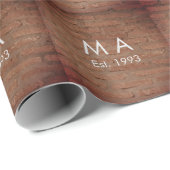 Bruin rustieke baksteen voeg naam letter jaardatum cadeaupapier (Rol Hoek)