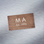 Bruin rustieke baksteen voeg naam letter jaardatum magnetisch visitekaartje (Voorbeeld)