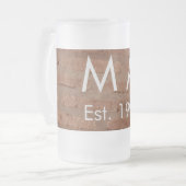 Bruin rustieke baksteen voeg naam letter jaardatum matglas bierpul (Voorkant links)