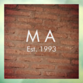 Bruin rustieke baksteen voeg naam letter jaardatum raamsticker (Vel 3)