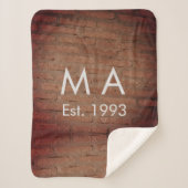 Bruin rustieke baksteen voeg naam letter jaardatum sherpa deken (Voorkant)