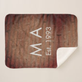 Bruin rustieke baksteen voeg naam letter jaardatum sherpa deken (Voorkant (horizontaal))