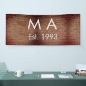 Bruin rustieke baksteen voeg naam letter jaardatum spandoek (Beurs)