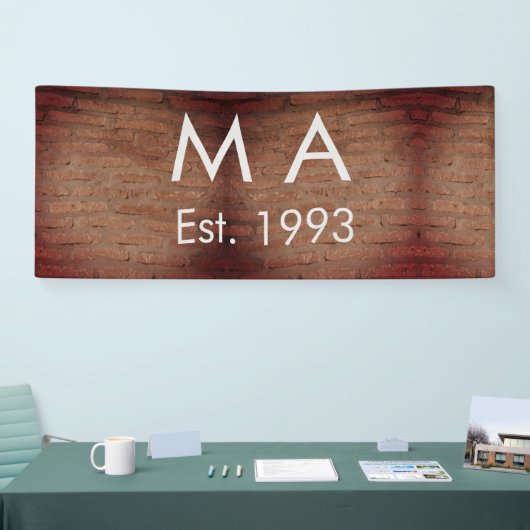 Bruin rustieke baksteen voeg naam letter jaardatum spandoek (Beurs)