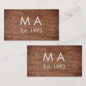 Bruin rustieke baksteen voeg naam letter jaardatum visitekaartje (Voorkant / Achterkant)
