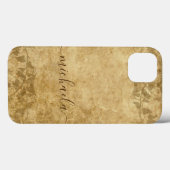 Bruin rustige papierperkamentwijnstokken Monogram Case-Mate iPhone Case (Achterkant (horizontaal))
