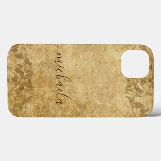 Bruin rustige papierperkamentwijnstokken Monogram Case-Mate iPhone Case (Achterkant (horizontaal))