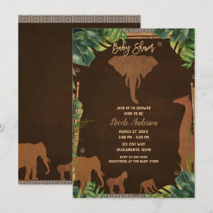 Bruin Safari Oerwoud dierentuin Baby shower Kaart
