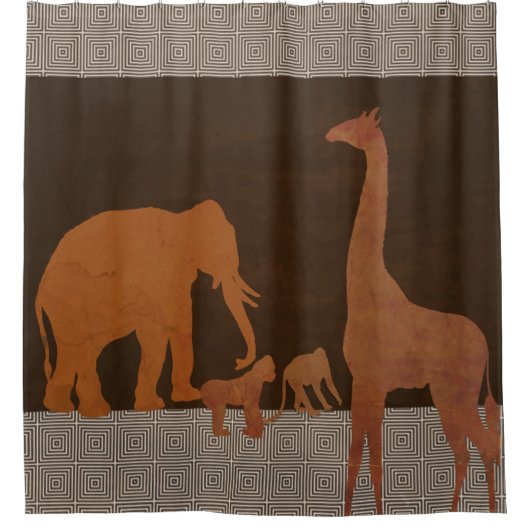 Bruin Safari Oerwoud dierentuin Douchegordijn (Voorkant)