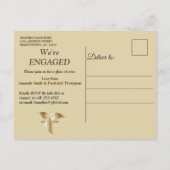 Bruin Satijn & Sparkling Flower Verloving Uitnodiging Briefkaart (Achterkant)