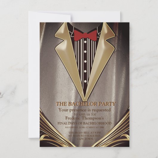 Bruin Satin & Ivory Flower Bachelor-uitnodiging (Voorkant)