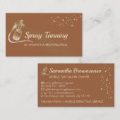 Bruin Schattige Goud Elegante Kalligrafie Tan Spra Visitekaartje (Voorkant / Achterkant)