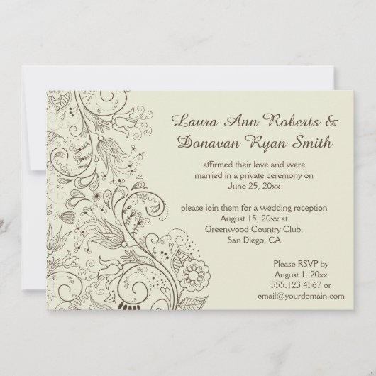 Bruin-schetsende zwenkbloemen op het Ivory Weddens Kaart (Voorkant)