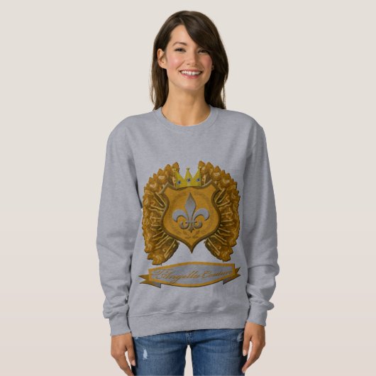 Bruin schild, kroon en vleugels Sweatshirt (Voorkant volledig)