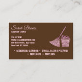 Bruin schoonmaken Maid Janitorial mouszing Visitekaartje (Achterkant)