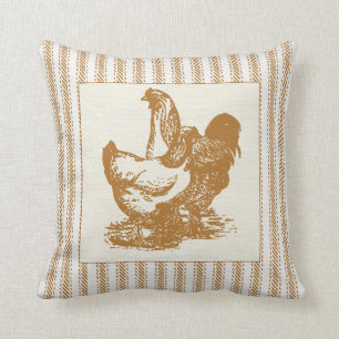 Bruin schoppen met rooster en kip kussen
