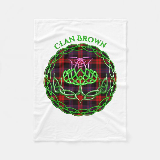 Bruin Schotse Tartan Celtic Thistle Fleece Deken (Voorkant)