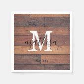 Bruin Schrift Monogram Rustiek Patroon Gevestigd Servet (Voorkant)