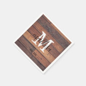 Bruin Schrift Monogram Rustiek Patroon Gevestigd Servet (Hoek)