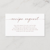 Bruin Script Bridal Recipe Request Kaart Visitekaartje (Voorkant)