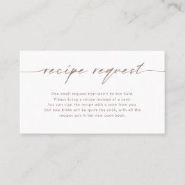 Bruin Script Bridal Recipe Request Kaart Visitekaartje