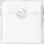 Bruin Script Herfst Vine Bruiloft Retouradres Ronde Sticker (Tas)