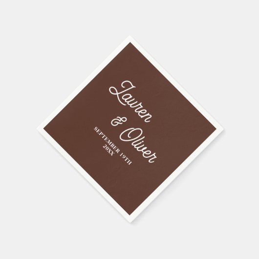 Bruin Script minimalistische bruiloft Servet (Hoek)