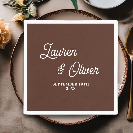 Bruin Script minimalistische bruiloft Servet